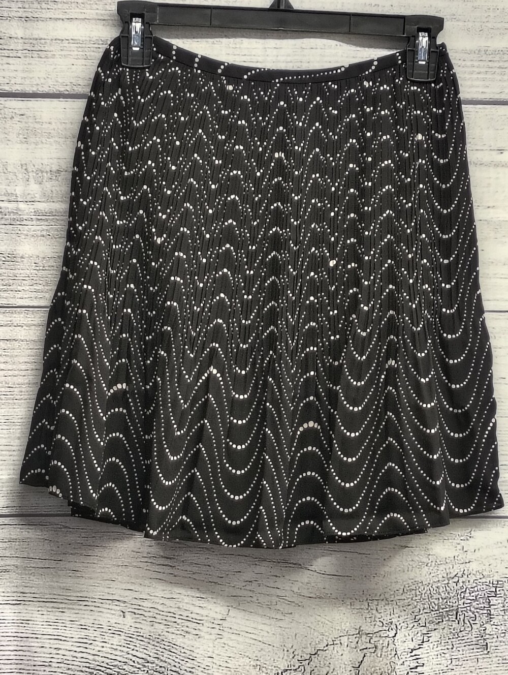 Kate Spade Wavy Skirt Black Pink Dot Lined Midi Pleated Size 00